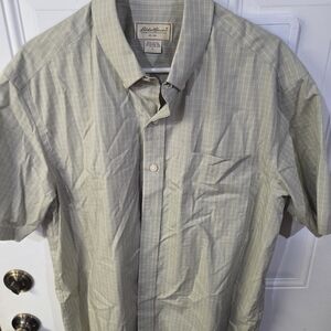 Eddie Bauer Men's Light Green Checkered Shirt